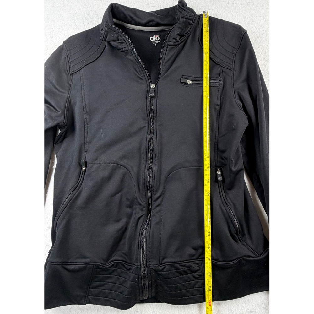 Alo Yoga Black Moto Full Zip Jacket L Thumbholes Quilted Athletic Y2K 2010 - Picture 7 of 10